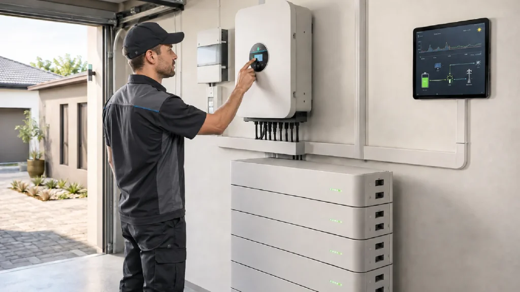 Hybrid solar systems Pretoria – LuxPower hybrid inverter with lithium battery bank installed by PFB Energy Group