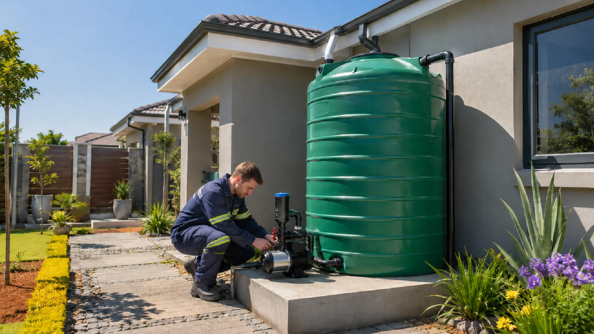 5000 litre water backup tank and booster pump installed in Pretoria by PFB Energy Group